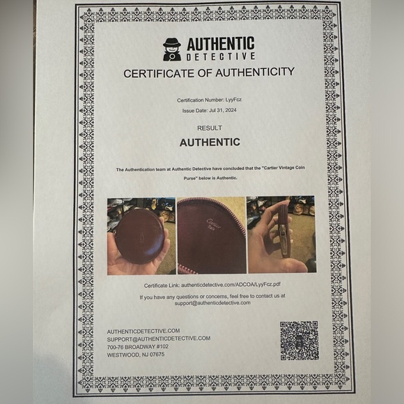 Cartier Coin Pouch with Gold Hardware and COA Preloved - Picture 8 of 8